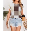 image:imageZESICA Womens Summer Floral Print Short Sleeve Knit Sweater VestBrown