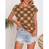 image:imageZESICA Womens Summer Floral Print Short Sleeve Knit Sweater VestCaramel