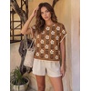 image:imageZESICA Womens Summer Floral Print Short Sleeve Knit Sweater VestCaramel