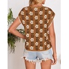 image:imageZESICA Womens Summer Floral Print Short Sleeve Knit Sweater VestCaramel