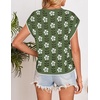 image:imageZESICA Womens Summer Floral Print Short Sleeve Knit Sweater VestDustygreen