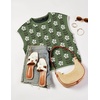 image:imageZESICA Womens Summer Floral Print Short Sleeve Knit Sweater VestDustygreen
