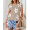 image:imageZESICA Womens Summer Floral Print Short Sleeve Knit Sweater VestKhaki