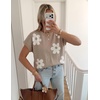 image:imageZESICA Womens Summer Floral Print Short Sleeve Knit Sweater VestKhaki