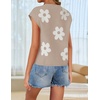 image:imageZESICA Womens Summer Floral Print Short Sleeve Knit Sweater VestKhaki