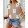 image:imageZESICA Womens Summer Floral Print Short Sleeve Knit Sweater VestKhaki