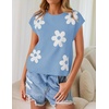 image:imageZESICA Womens Summer Floral Print Short Sleeve Knit Sweater VestLightblue