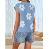 image:imageZESICA Womens Summer Floral Print Short Sleeve Knit Sweater VestLightblue