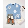 image:imageZESICA Womens Summer Floral Print Short Sleeve Knit Sweater VestLightblue