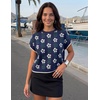 image:imageZESICA Womens Summer Floral Print Short Sleeve Knit Sweater VestNavy