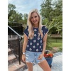 image:imageZESICA Womens Summer Floral Print Short Sleeve Knit Sweater VestNavy