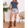 image:imageZESICA Womens Summer Floral Print Short Sleeve Knit Sweater VestNavy