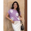 image:imageZESICA Womens Summer Floral Print Short Sleeve Knit Sweater VestPurple