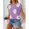 image:imageZESICA Womens Summer Floral Print Short Sleeve Knit Sweater VestPurple