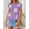 image:imageZESICA Womens Summer Floral Print Short Sleeve Knit Sweater VestPurple