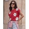 image:imageZESICA Womens Summer Floral Print Short Sleeve Knit Sweater VestRed