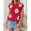image:imageZESICA Womens Summer Floral Print Short Sleeve Knit Sweater VestRed