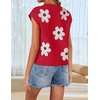 image:imageZESICA Womens Summer Floral Print Short Sleeve Knit Sweater VestRed
