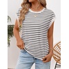 image:imageZESICA Womens Summer Floral Print Short Sleeve Knit Sweater VestStripedblack