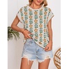 image:imageZESICA Womens Summer Floral Print Short Sleeve Knit Sweater VestWhite