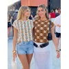image:imageZESICA Womens Summer Floral Print Short Sleeve Knit Sweater VestWhite