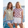 image:imageZESICA Womens Summer Floral Print Short Sleeve Knit Sweater VestWhite