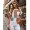 image:imageZESICA Womens Summer Floral Print Short Sleeve Knit Sweater VestWhitepink