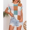 image:imageZESICA Womens Summer Floral Print Short Sleeve Knit Sweater VestWhitepink