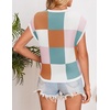 image:imageZESICA Womens Summer Floral Print Short Sleeve Knit Sweater VestWhitepink