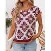 image:imageZESICA Womens Summer Floral Print Short Sleeve Knit Sweater VestWine