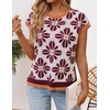 image:imageZESICA Womens Summer Floral Print Short Sleeve Knit Sweater VestWine