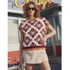 image:imageZESICA Womens Summer Floral Print Short Sleeve Knit Sweater VestWine