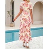 image:imageZESICA Womens Summer Floral Short Sleeve Bodycon Maxi Wedding Guest DressApricot