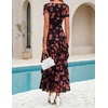 image:imageZESICA Womens Summer Floral Short Sleeve Bodycon Maxi Wedding Guest DressBlack