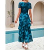image:imageZESICA Womens Summer Floral Short Sleeve Bodycon Maxi Wedding Guest DressBlue