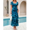 image:imageZESICA Womens Summer Floral Short Sleeve Bodycon Maxi Wedding Guest DressBlue