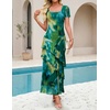 image:imageZESICA Womens Summer Floral Short Sleeve Bodycon Maxi Wedding Guest DressGreen
