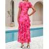 image:imageZESICA Womens Summer Floral Short Sleeve Bodycon Maxi Wedding Guest DressRose