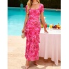 image:imageZESICA Womens Summer Floral Short Sleeve Bodycon Maxi Wedding Guest DressRose