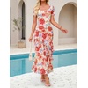 image:imageZESICA Womens Summer Floral Short Sleeve Bodycon Maxi Wedding Guest DressVintage Pink