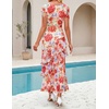 image:imageZESICA Womens Summer Floral Short Sleeve Bodycon Maxi Wedding Guest DressVintage Pink