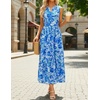 image:imageZESICA Womens Summer Floral Sleeveless V Neck Maxi SundressBlue