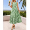image:imageZESICA Womens Summer Floral Sleeveless V Neck Maxi SundressGreen