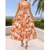 image:imageZESICA Womens Summer Floral Sleeveless V Neck Maxi SundressOrange