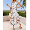 image:imageZESICA Womens Summer Floral Sleeveless V Neck Maxi SundressWhite
