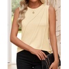 image:imageZESICA Womens Summer Going Out Tops Sleeveless Crewneck Pleated Tank TopApricot