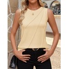 image:imageZESICA Womens Summer Going Out Tops Sleeveless Crewneck Pleated Tank TopApricot