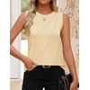 image:imageZESICA Womens Summer Going Out Tops Sleeveless Crewneck Pleated Tank TopApricot