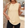 image:imageZESICA Womens Summer Going Out Tops Sleeveless Crewneck Pleated Tank TopApricot