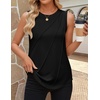image:imageZESICA Womens Summer Going Out Tops Sleeveless Crewneck Pleated Tank TopBlack